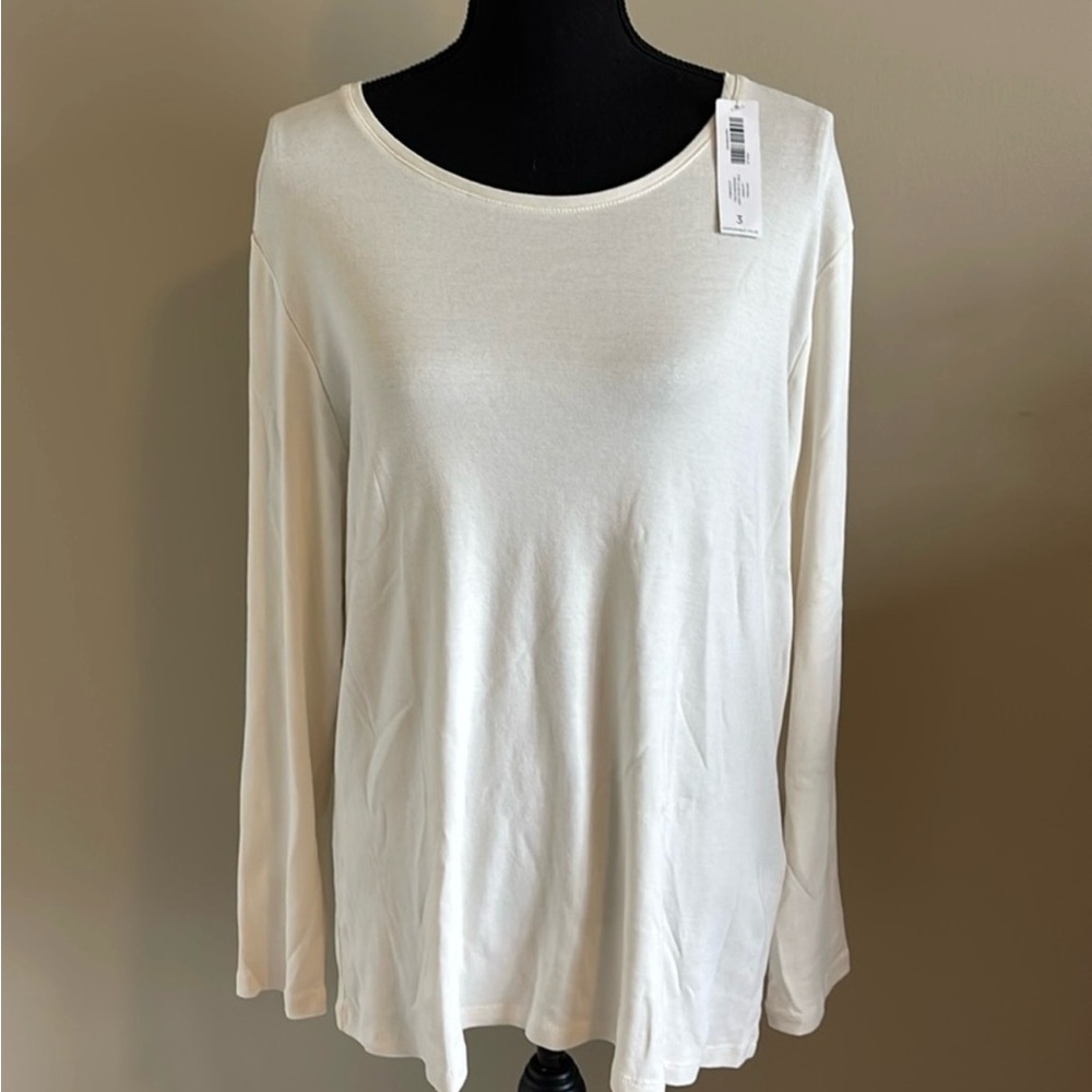NWT Chico’s Top Long Sleeve Basic Knit Tee.  Ecru.  Women’s XL.